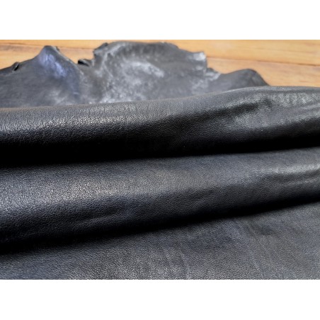 Peau de cuir de chèvre grain naturel - Noir - maroquinerie