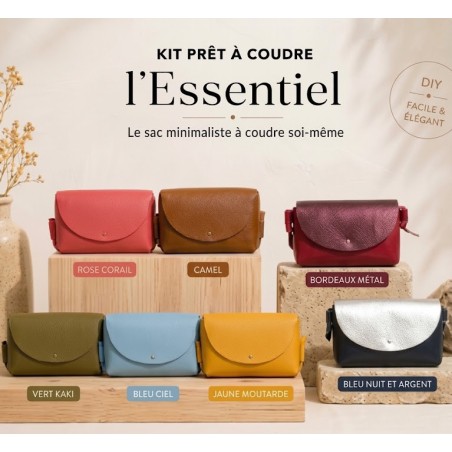 Kit sac cuir DIY débutant – Sac “L’Essentiel” à coudre soi-même – Kit complet sans outils - Cuir en Stock