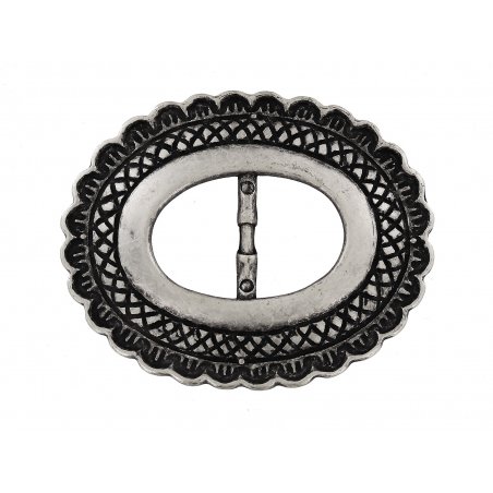 Passant de ceinture ovale argent vieilli cuir en stock