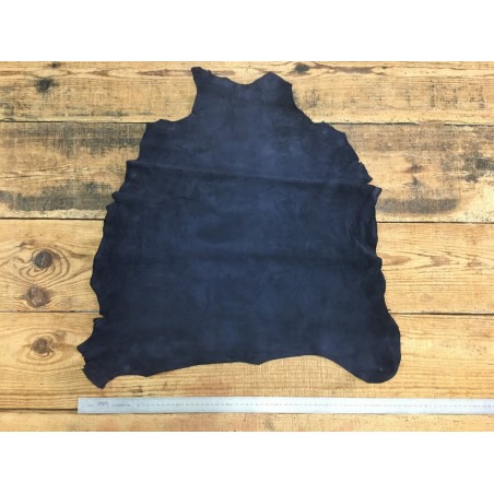 Peau de chèvre velours bleu marine Cuir en Stock