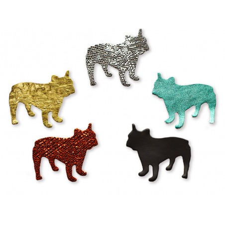 Lot surprise morceaux de cuir - Forme chien Bouledogue - Cuirenstock