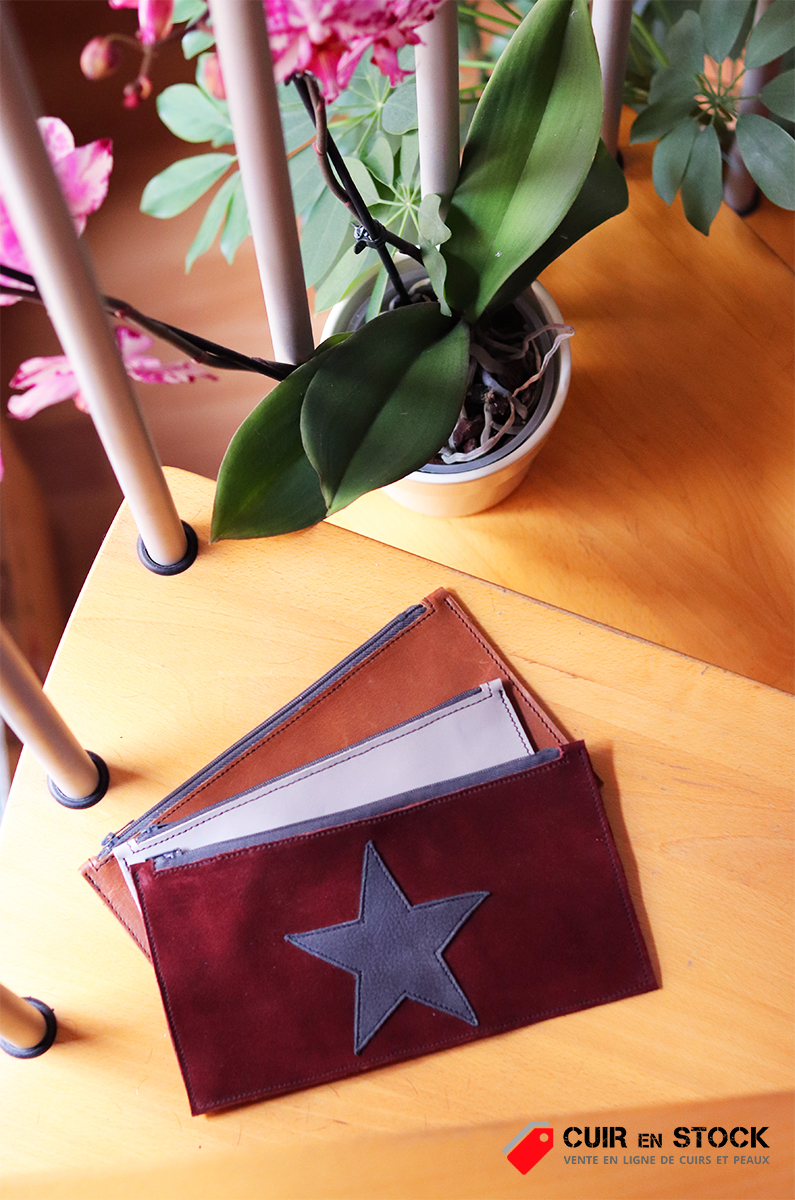 trousse pochette en cuir maroquinerie patron couture gratuit cuir en stock