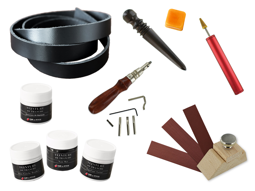Coffret outils cuir - Teinture de tranche - Cuir en Stock